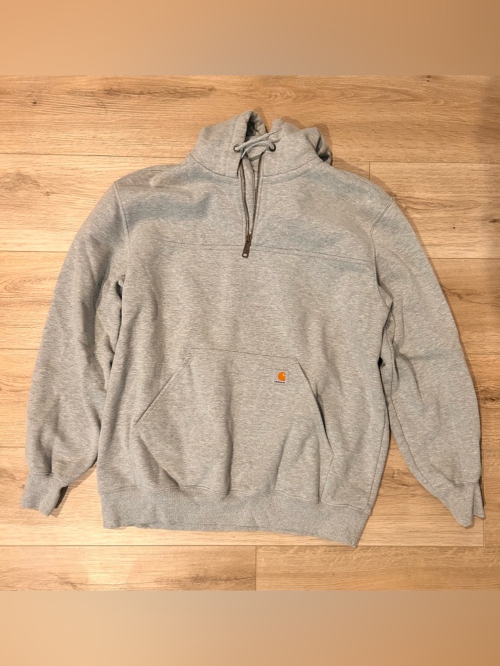 Carhartt Light Heather Gray Zip-Up Hooded Sweatshirt